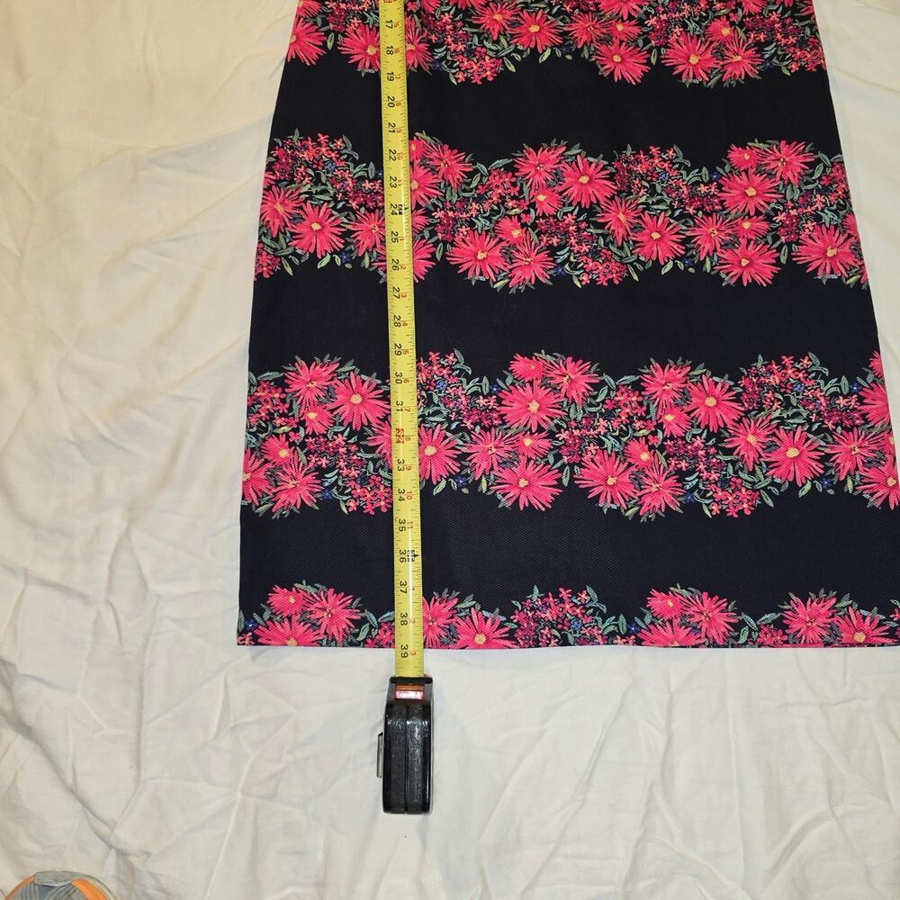 Talbots Navy/Pink Floral Sleeveless Sheath Dress woven cotton spandex sz 12 EUC - Picture 5 of 7